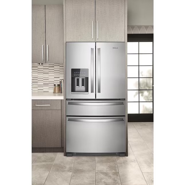 Whirlpool 4-türiger French-Door-Kühlschrank mit 24,5 Kubikfuß Nutzinhalt und Eiswürfelbereiter (Edelstahl, fingerabdruckresistent) ENERGY STAR®