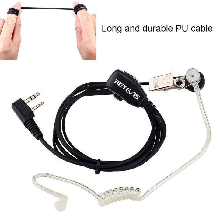 Auricular Retevis para walkie-talkie compatible con BAOFENG JUCJET RT24 RT27 RT622 RT619, auricular con tubo acústico transparente.