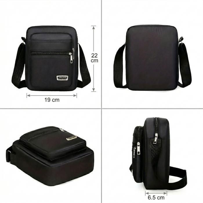 Bolso bandolera - Bolso de hombro - Hombre - Tejido Oxford - Colección Urban - Negro - 22 x 19 cm