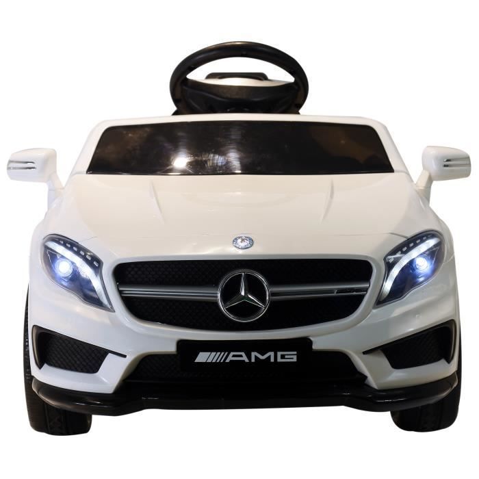 Elektrisches Kinderauto, 6 V, 15 W, Höchstgeschwindigkeit 7 km/h, Fernbedienung, Sound- und Lichteffekte, weiß, Mercedes GLA AMG