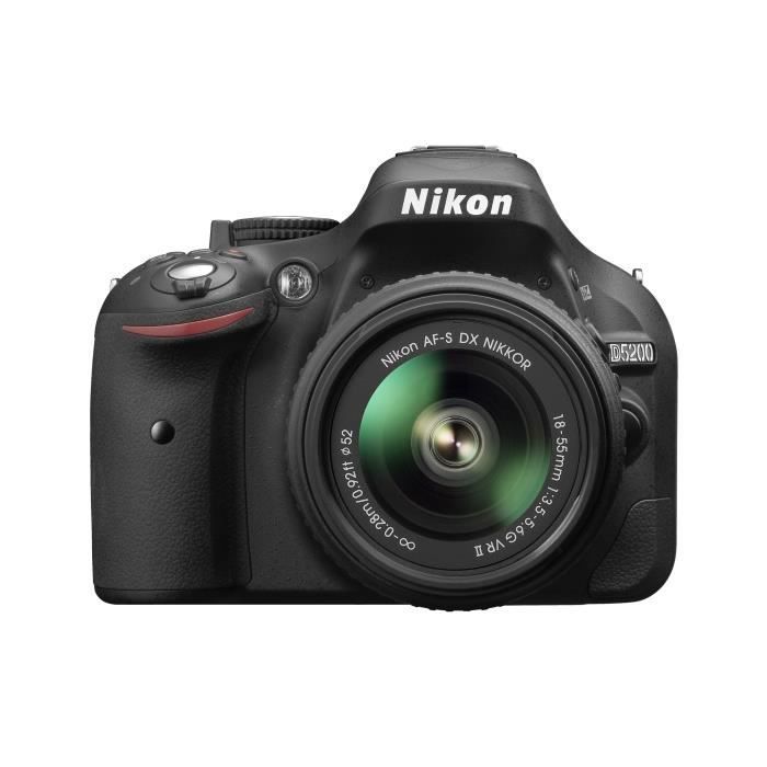Nikon D5200 spejlreflekskamerasæt + 18-55 mm VR II-objektiv (sort) - 24,1 MP CMOS-sensor - EXPEED 3-processor - støvreduktionssystem