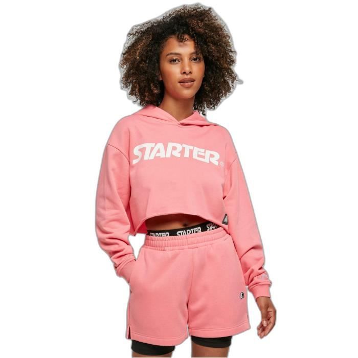 Sudadera corta con capucha para mujer Urban Classics Starter - Rosa - Talla M