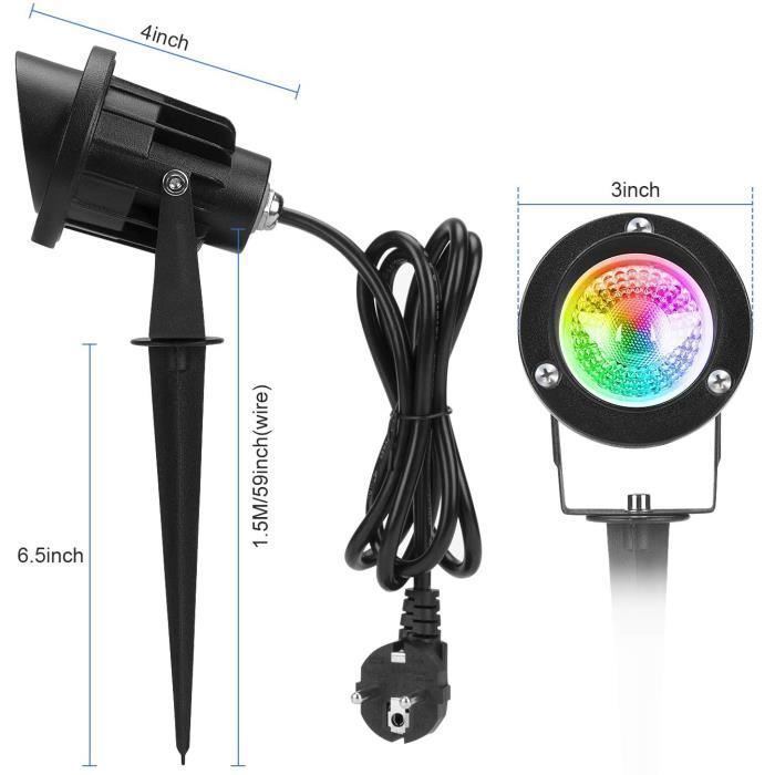 RGB Spot LED Extérieur 10W avec Piquet Éclairage Extérieur LED à Piquer Lampe Jardin étanche IP65 Lot de 2