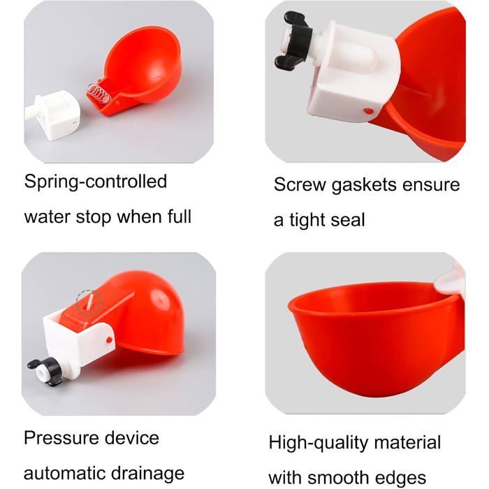 10 dispensadores automáticos de agua para pollos, bebederos para pollos, patos, pavos, gansos y aves.