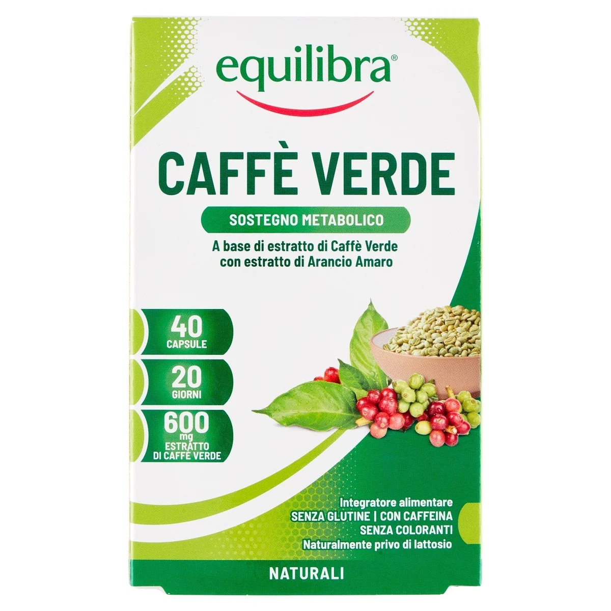 EQUILIBRA Equilibra Groene Koffie 40 capsules Uitdroging en stofwisseling