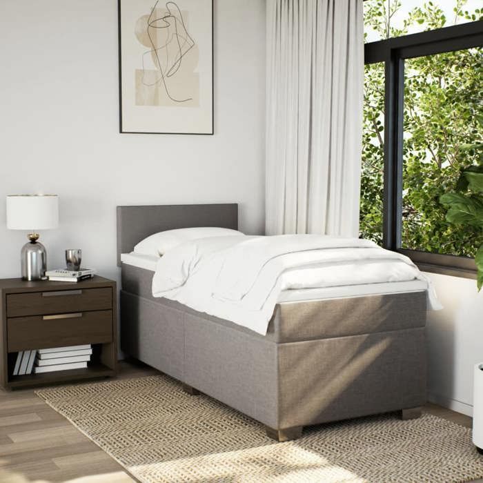 Bedframe met matras - Maison Exclusive - 90x200 cm - Taupe stof - Maximale ontspanning