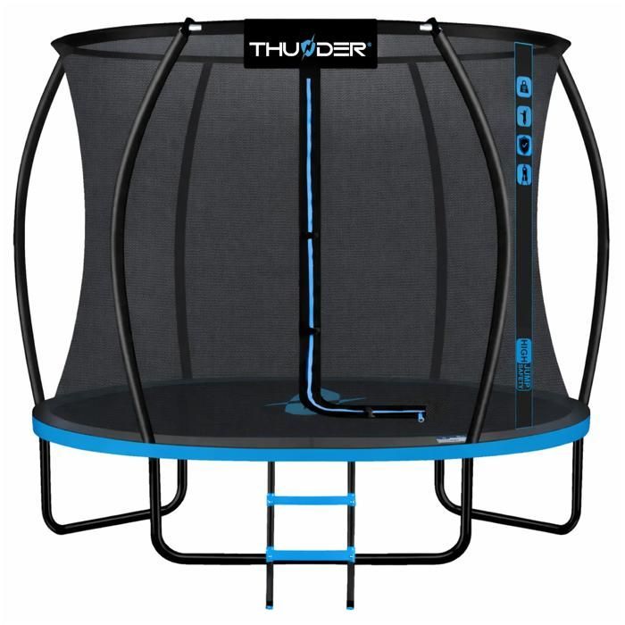 THUNDER® ULTRA Trampoline Ø 183-165cm 6FT | For Children | Complete Package with Safety Net | EN71 and TÜV GS Certified | Blue