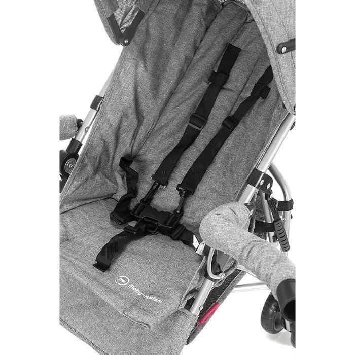 Child's Stroller - Foldable Stroller - up to 14 kg, adjustable backrest, double seat, swivel wheels - with sunshade