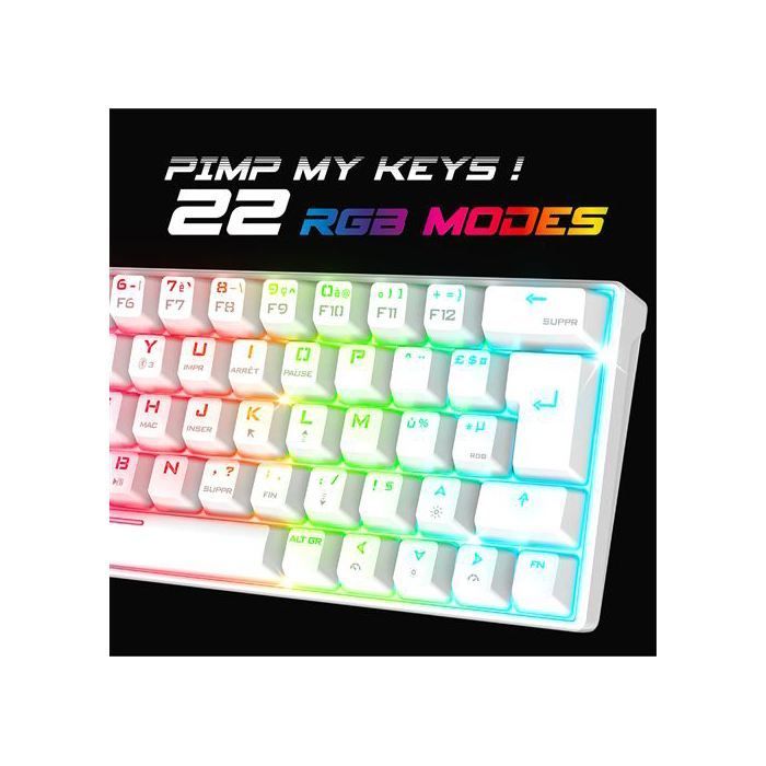 Gaming Keyboard - SPIRIT OF GAMER - XPERT K200 - Mechanical - Wireless - AZERTY 60% - RGB