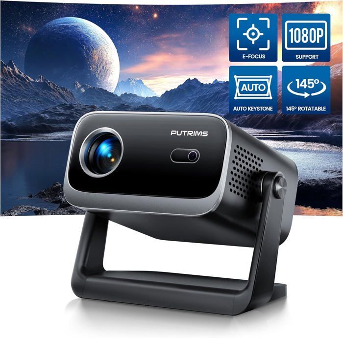 Mini Vidéoprojecteur Auto Keystone/Focus Électrique 1080P Wifi Bluetooth Vidéoprojecteur Portable 4K Fhd Supporté Angle Réglable 14