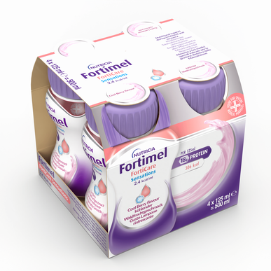 Fortimel Forticare Sensations Cool Berry -ravintojauhe, punaiset hedelmät 4 x 125 ml