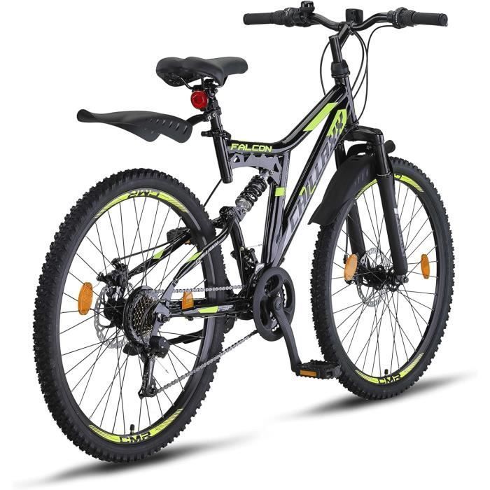 Vélo VTT Chillaxx Falcon 24 et 26,Suspension Complète,21 Vitesses,Frein à Disque,Cadre en Acier
