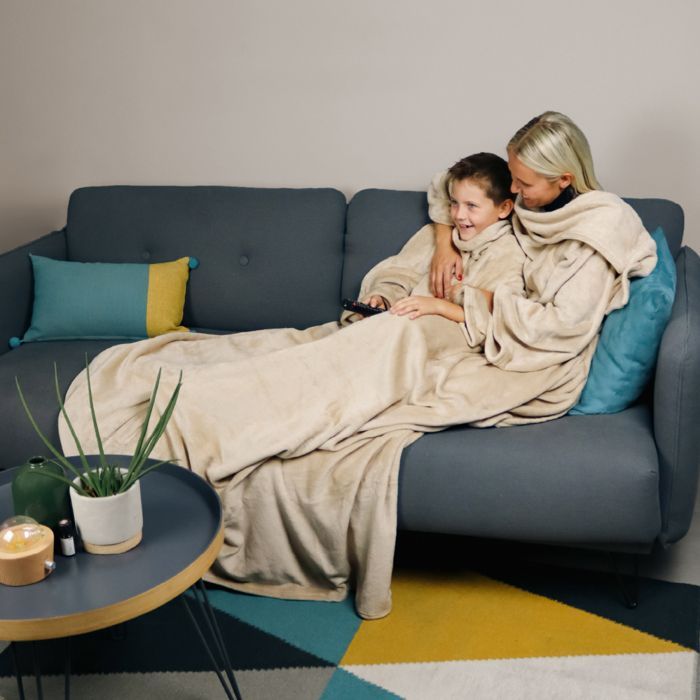 Coperta in pile integrale con maniche e tasca - Adulto 210 x 140 cm - Prugna - Vivezen
