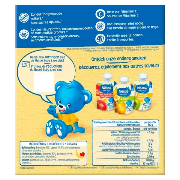 Nestlé vrečke za stiskanje jabolk in banan 6+M<br>4 kosi