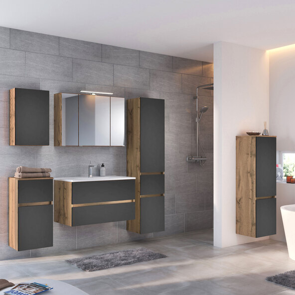 Spiegelschrank Lincoln, 80 cm, wotaneiche