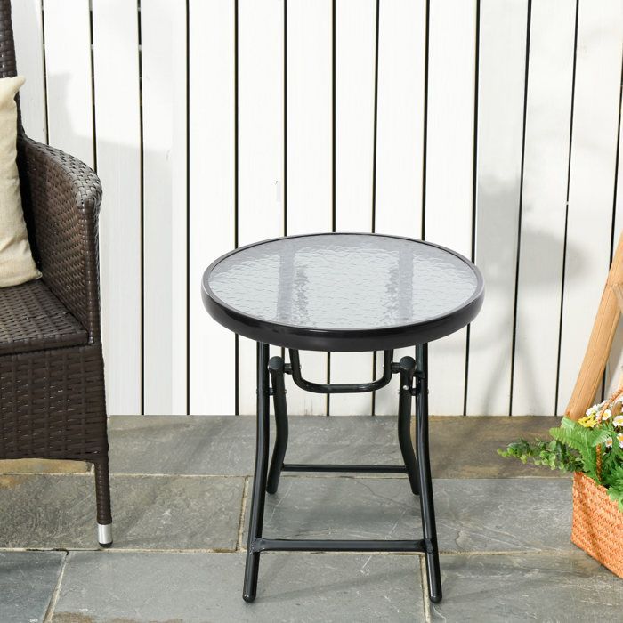 Outsunny - table de jardin - Métal - 45x45x50cm - Noir
