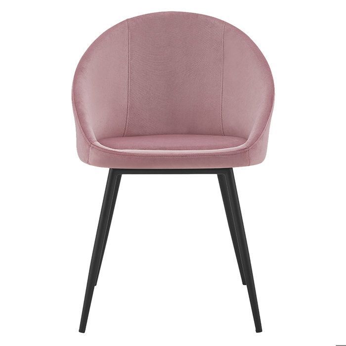 Juego de 2 sillas vintage DIANE en terciopelo rosa.