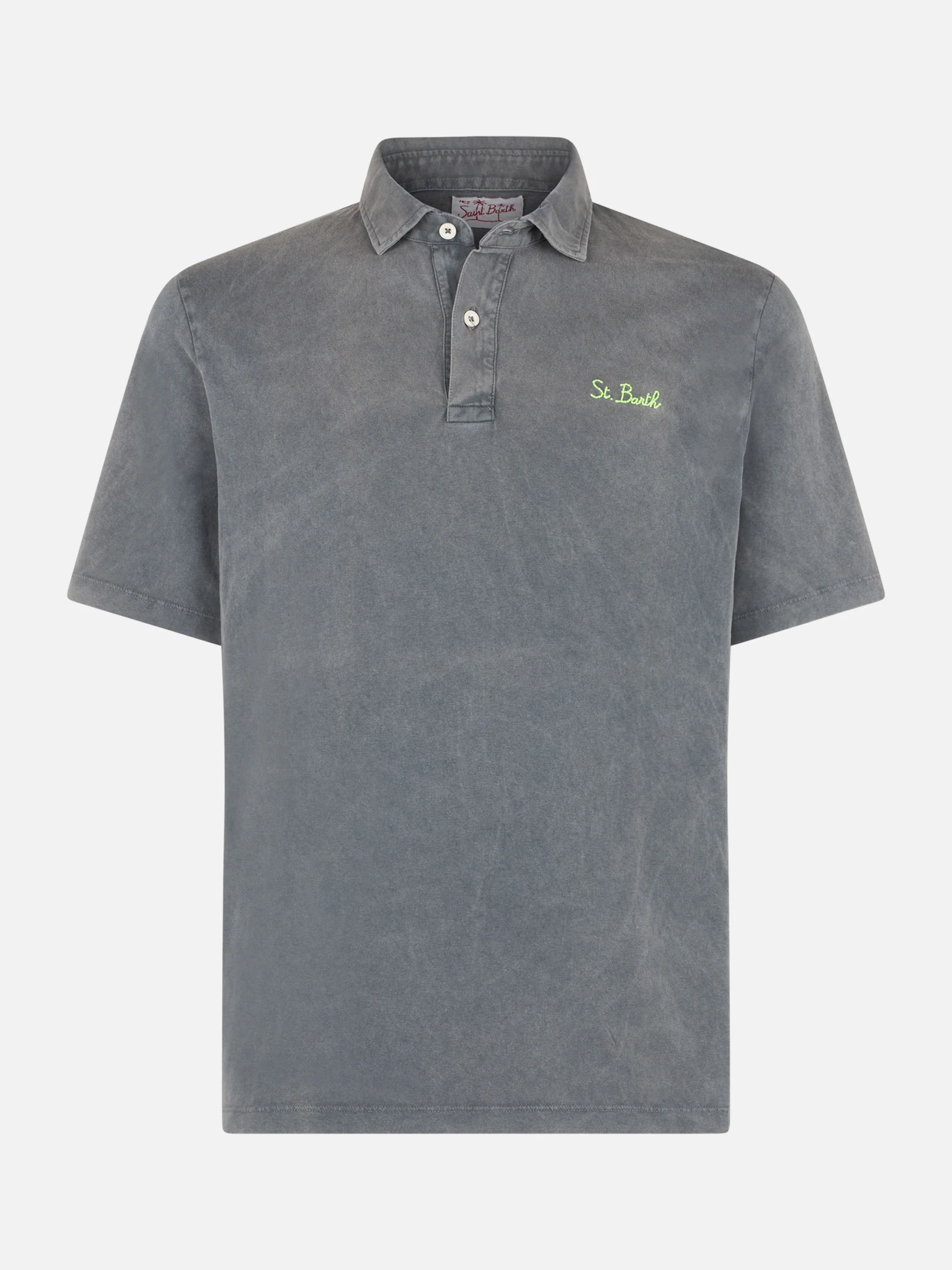Grijze poloshirt voor heren met borduurwerk