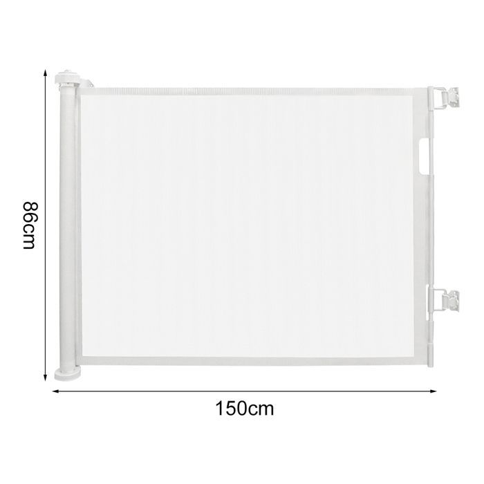 Barrera de seguridad MIPAN (0-150 cm) - Barrera retráctil para escaleras para bebés, niños y perros - Blanca
