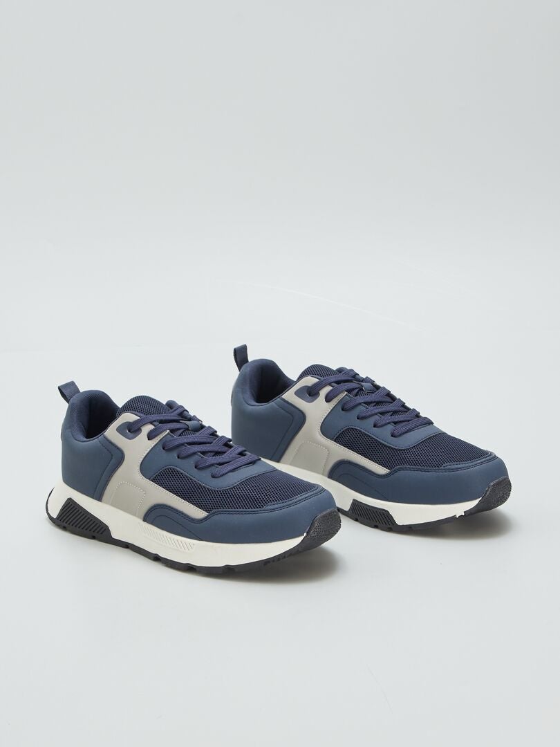 Tricolor mesh sportsneakers - blauw