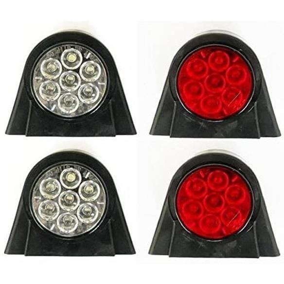 4 Pièces LED 24V Côté Contour Marqueur Feux Blanc Rouge Remorque Camion Caravane Châssis Camping-Car