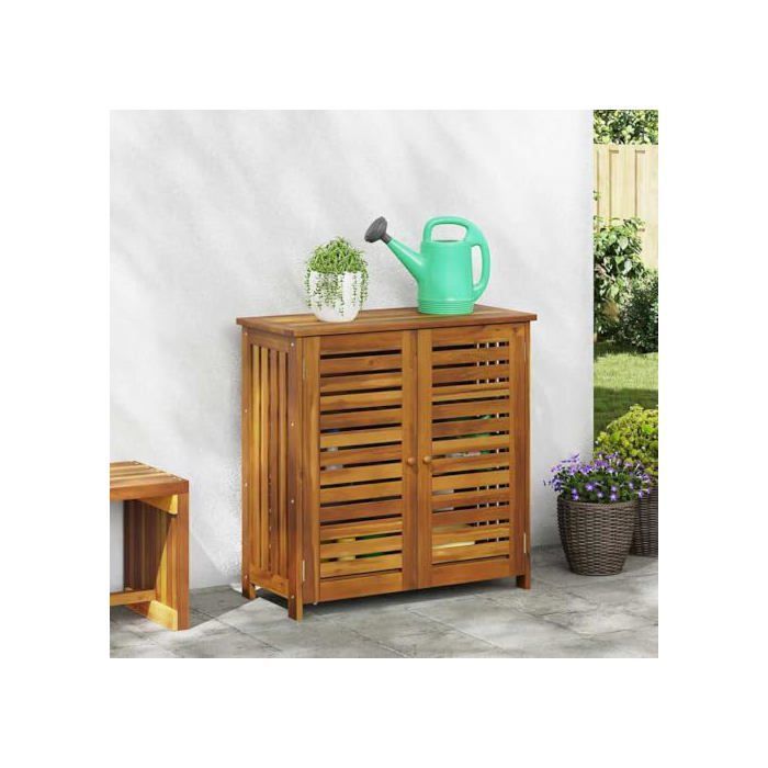 Acacia wood garden storage cabinet - vidaXL - 90x40x90 cm - Natural - 2 doors - Floor mounting - Indoor use only