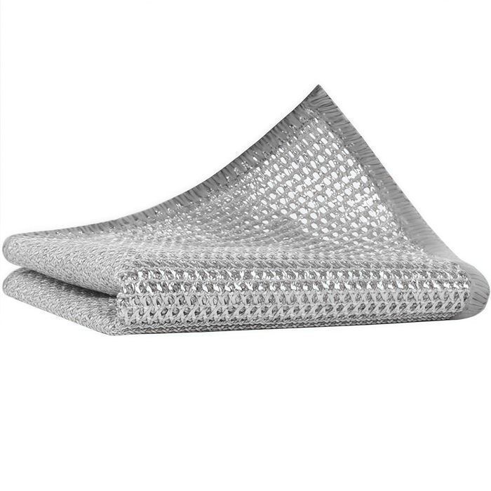 Estropajos de acero inoxidable potentes y duraderos para fregar en seco y en húmedo, paños de esponja, bandeja de alambre de doble capa, 10 piezas, 20 x 20 cm