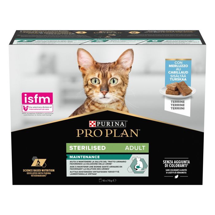 PRO PLAN Adult STERILISED MAINTENANCE Terrine Cabillaud 75g Portions Repas pour chats adultes stérilisés