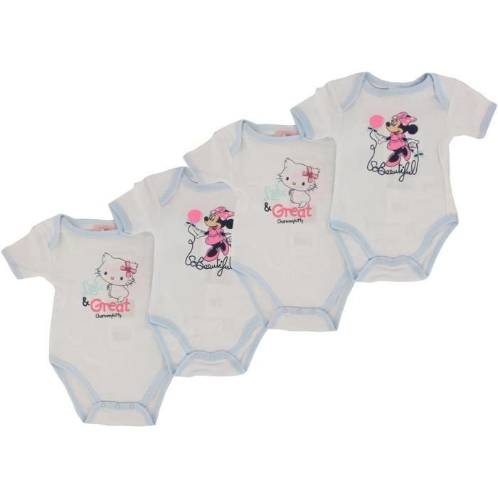 Conjunto de 4 bodies para bebê da Disney e Charmy Kitty - Azul Claro