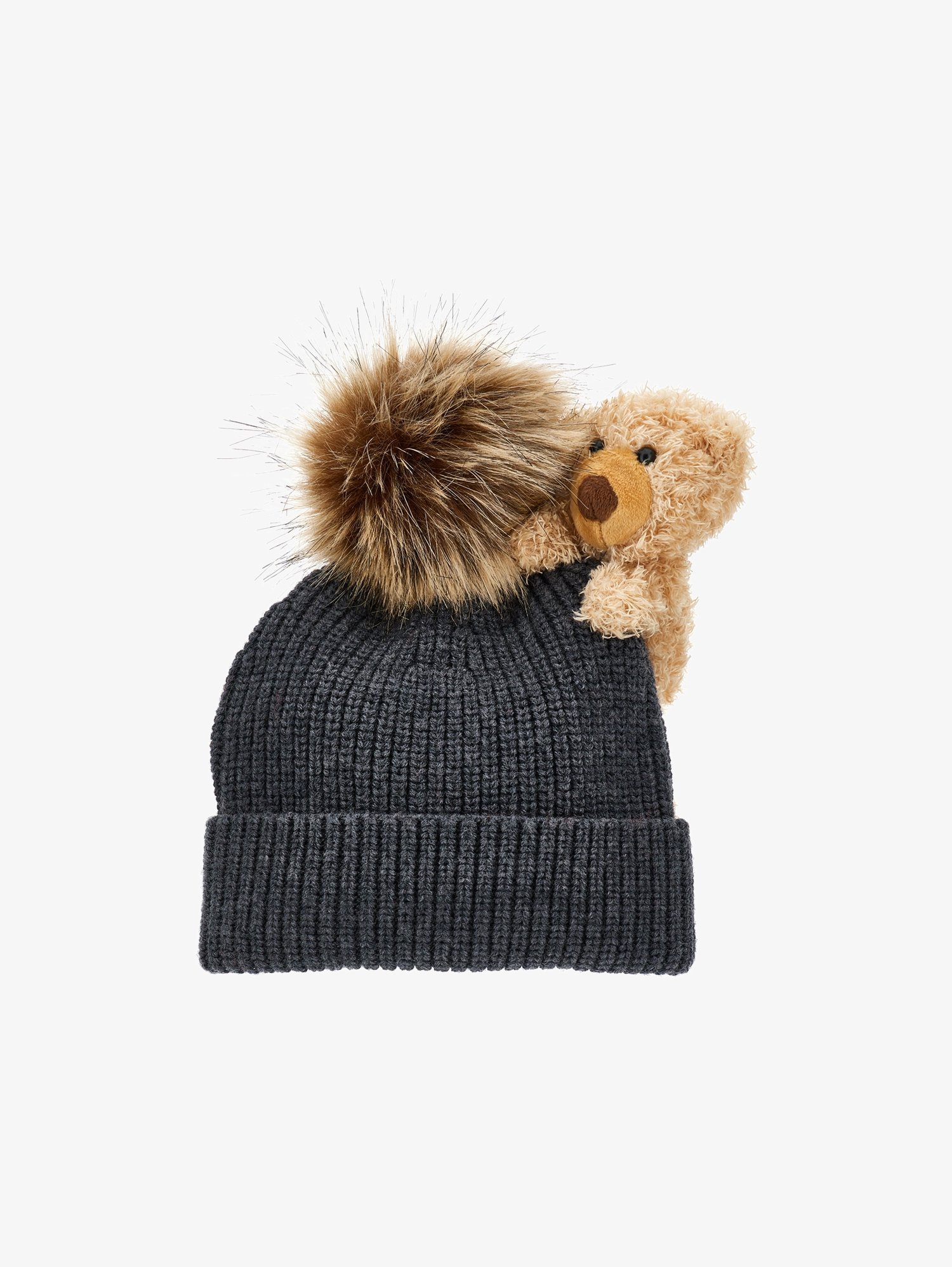 Monnalisa BERRETTO CON TEDDY - Mütze - grigio medio