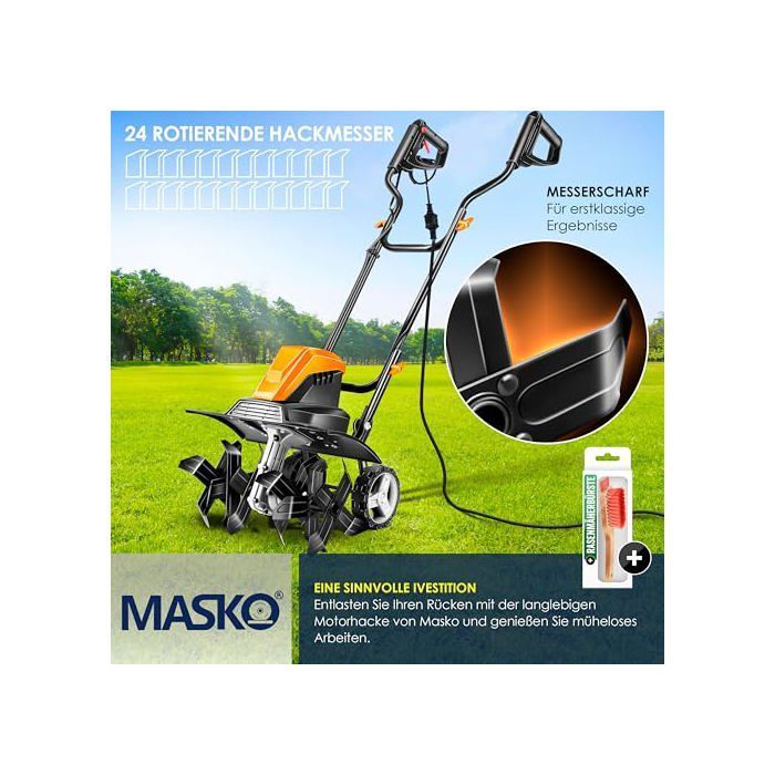 Motobineuse électrique - MASKO - 1500W - 40cm largeur - 20cm profondeur - Orange
