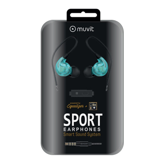 Muvit Stereo-Sportkopfhörer M1s V2, 3,5-mm-Klinkenstecker, Blau