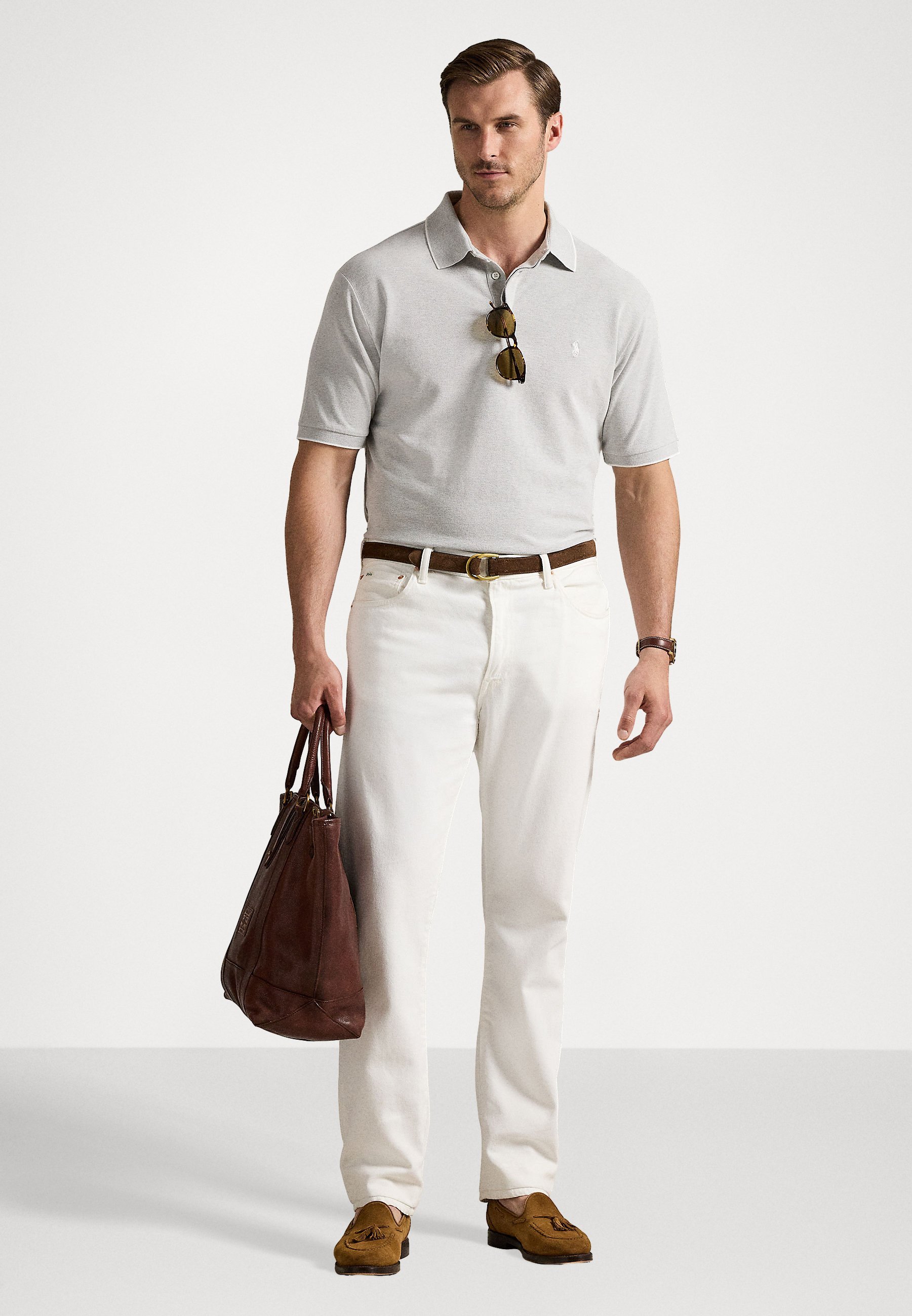 POLO RALPH LAUREN BIG & TALL STRETCH OXFORD POLO SHIRT - Triko s límečkem - black/white