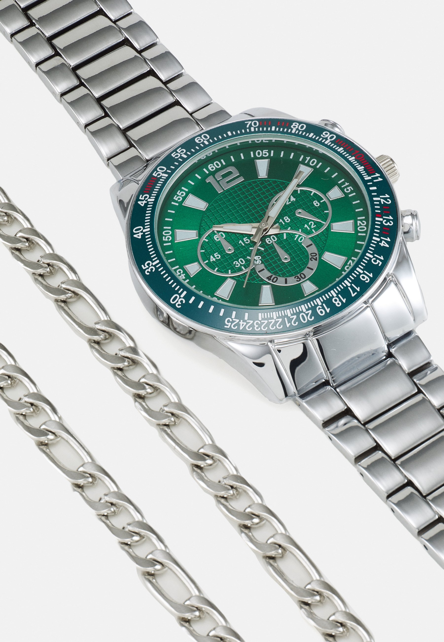 Pier One SET - Halsketting - zilverkleurig/groen