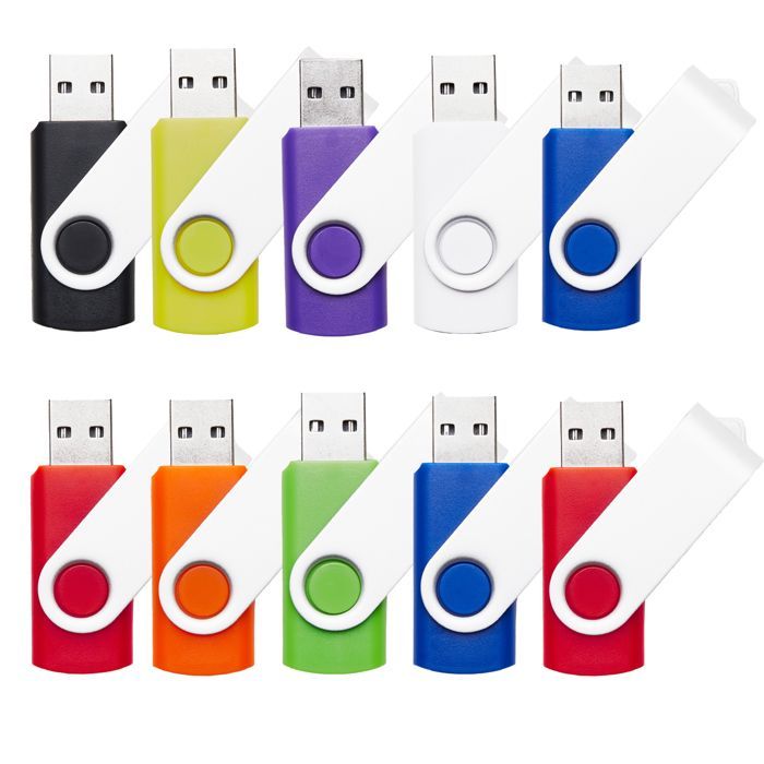 Chiavette USB da 8 GB, confezione da 10, versione 2.0 USB C REWBOAT, memoria esterna, custodia in plastica + gancio rotante in metallo
