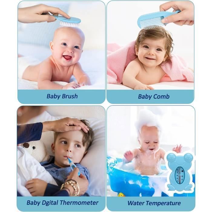 Kit de cuidados para bebês com 20 peças, conjunto para higiene e cuidados com bebês, incluindo cortador de unhas elétrico seguro, várias cores.