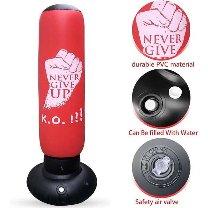160cm Inflatable Boxing Bag on Stand - Freestanding Punching Ball for Fitness and Training - For Children and Adults [A4]