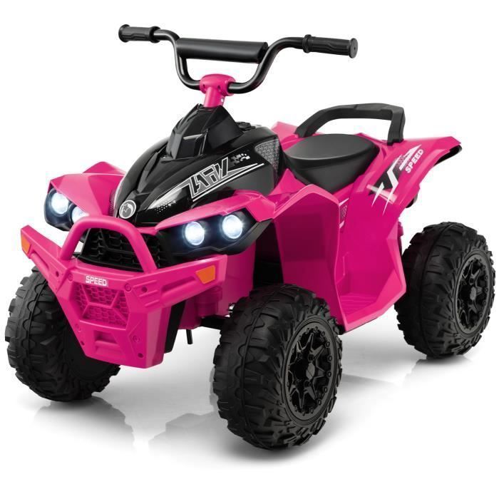Quad eléctrico COSTWAY para niños, 12V7Ah, luces LED, música, claxon, ruedas anchas, para niños de 3 a 8 años, 96 x 58 x 70 cm, rosa.