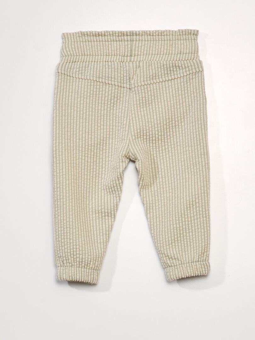 Pantalones a rayas con relieve - VERDE