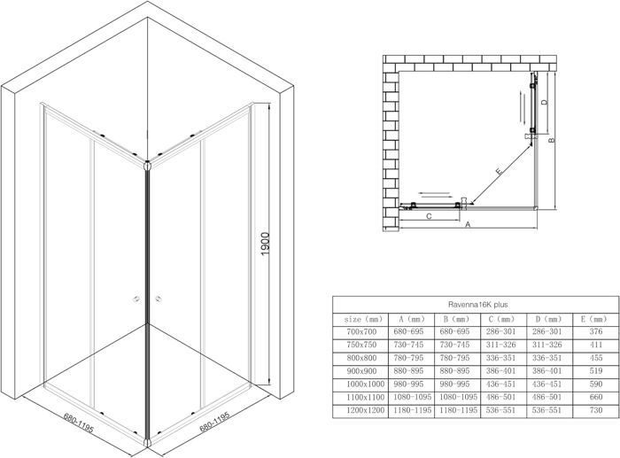 Mai & Mai® cabine de douche noir 140x90cm paroi de douche portes coulissantes verre trempé transparent avec revêtement nano RAV16K
