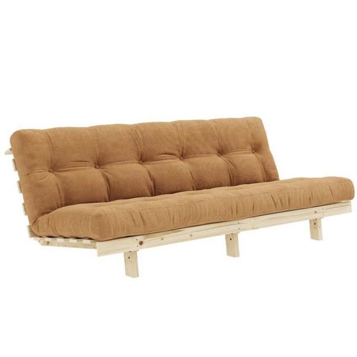 Banquette convertible futon LEAN bois de pin coloris caramel 130x200 cm