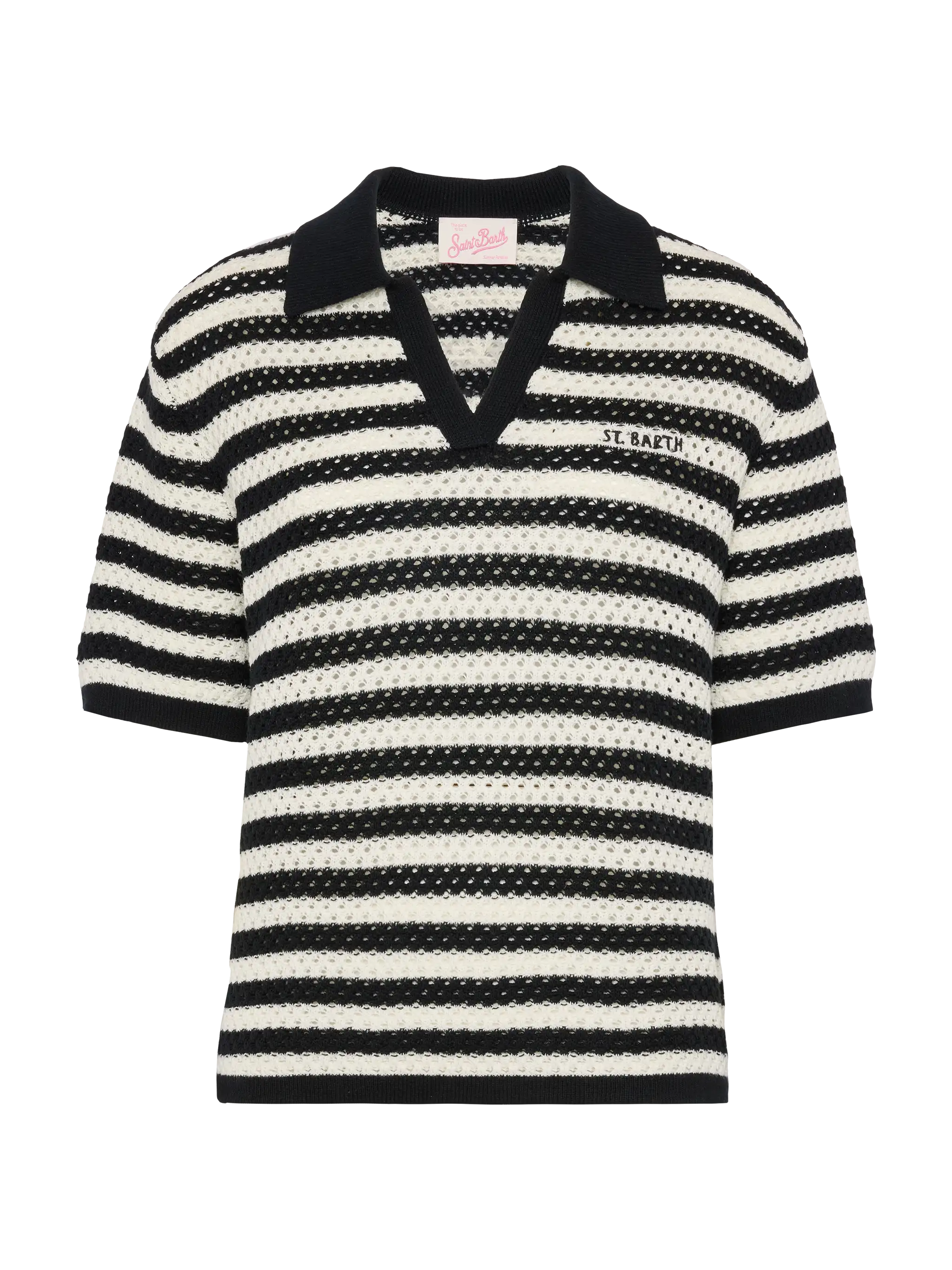 Polo in maglia a righe nere Pixie