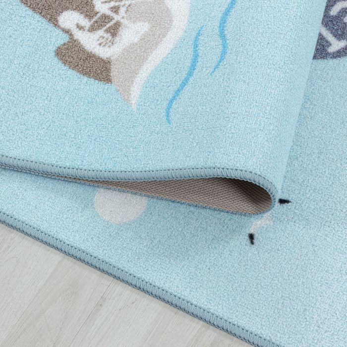Carpetsale24 Tapis enfant motif pirate coloris bleu 120x170 cm tapis chambre enfant tapis chambre bébé