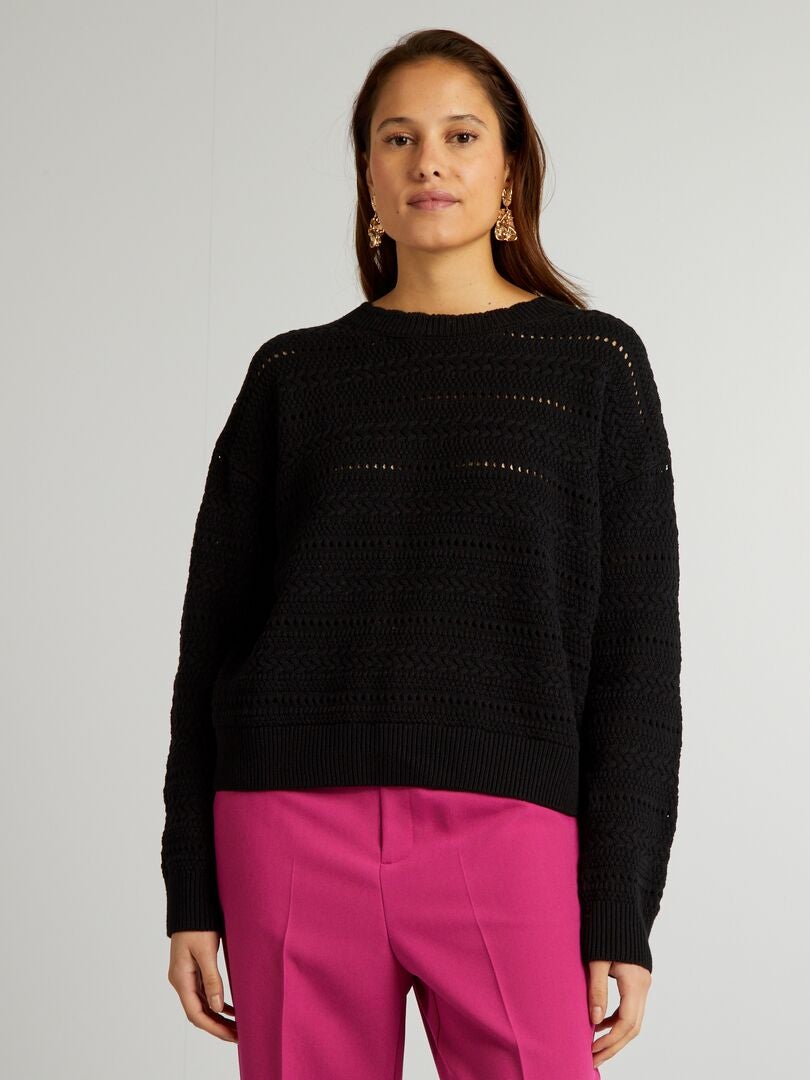 Jersey de punto calado - negro