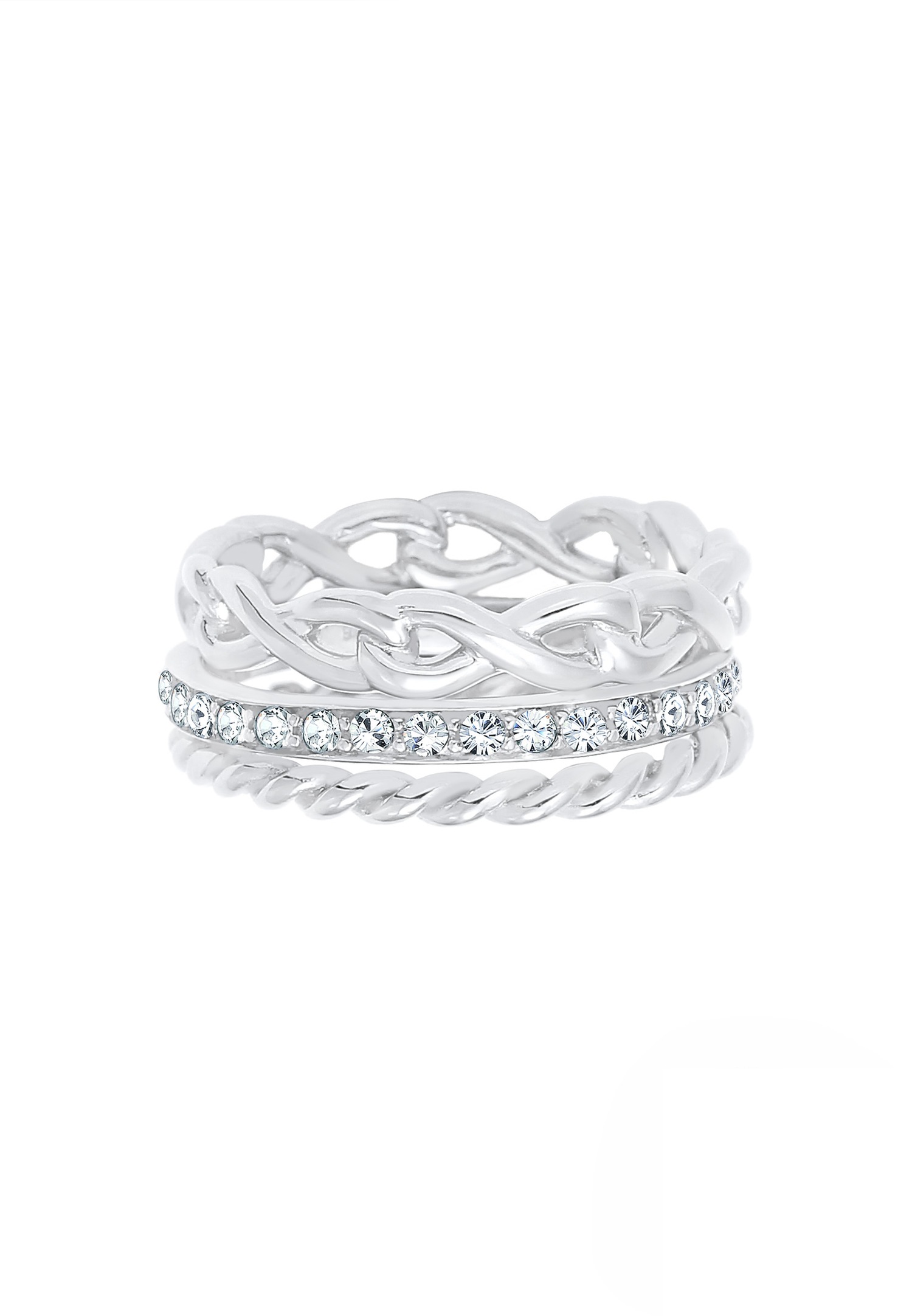 Elli Femmes Bague Infinity Torsadée avec Cristaux en Argent Sterling 925