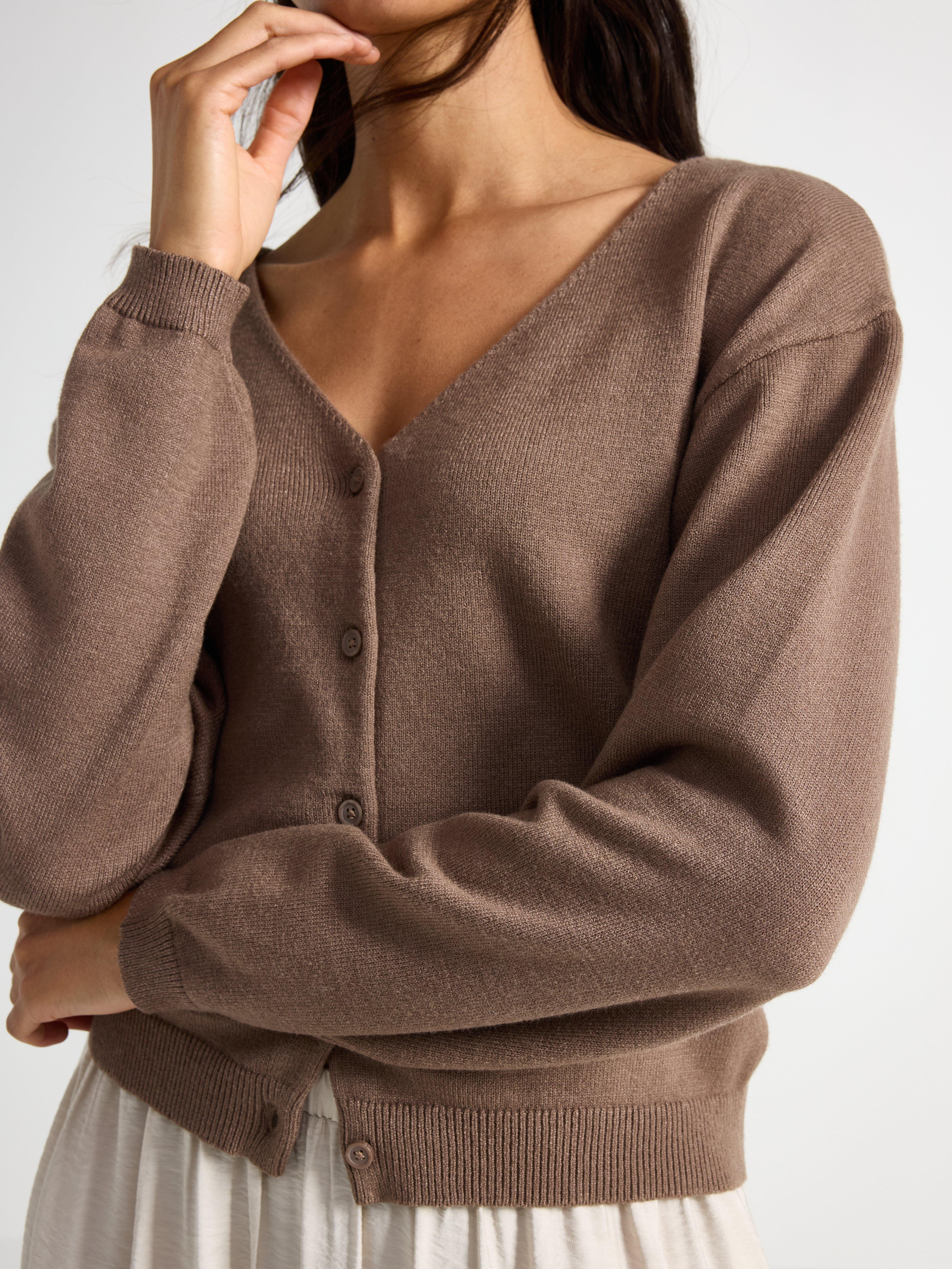 Strikket cardigan brun