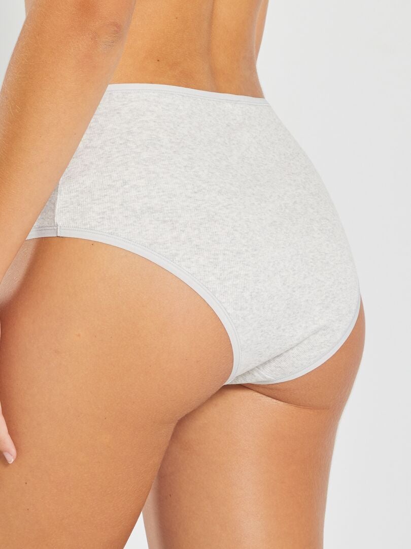 Conjunto de 3 calças culote caneladas em algodão - cáqui