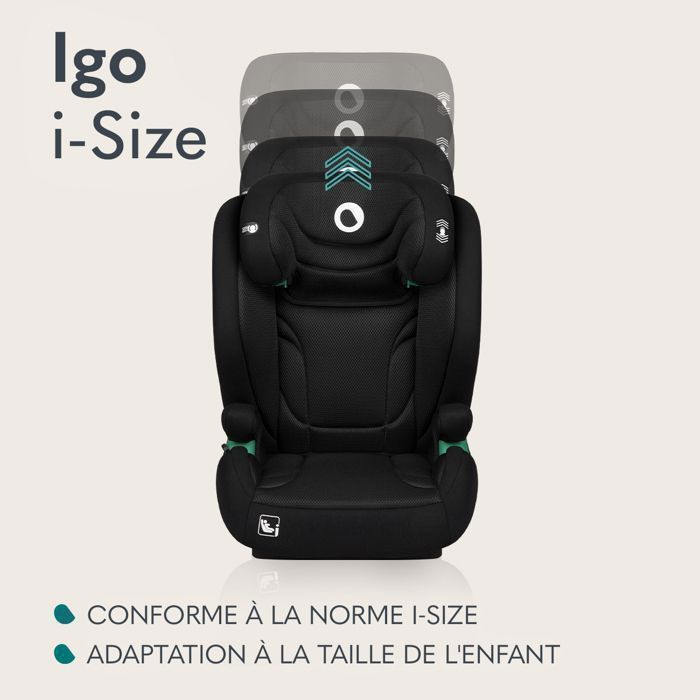 Silla de coche ISOFIX - LIONELO Igo i-Size - Asiento ancho - 100-150 cm - Protección lateral adicional - Grupo 2/3 - Gris
