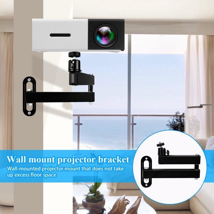 Soporte de pared para proyector - ZOKKO - Brazo articulado de 35 cm - Inclinación ajustable a 90° - Montaje invisible en la pared