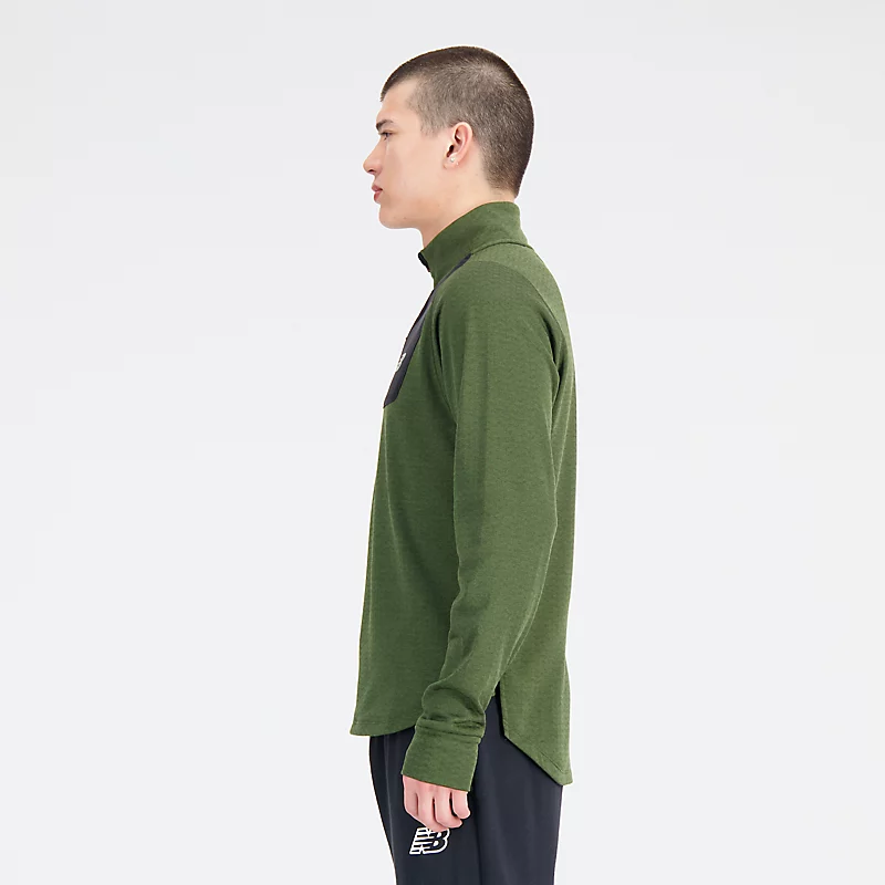 NB Heat Grid Herren-Sweatshirt mit halbem Reißverschluss – KOMBU-HEATHER